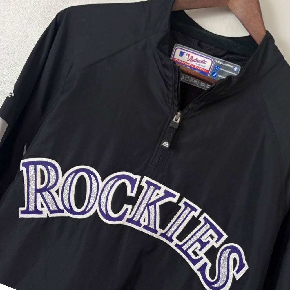 Colorado Rockies Windbreaker Jacket Men XL Black MLB Baseball Layer Majestic